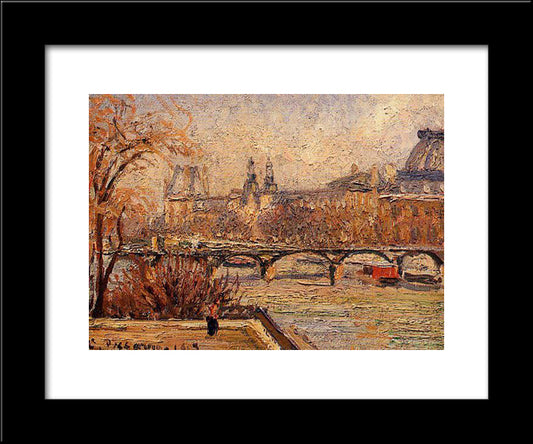The Louvre, Morning 20x24 Black Modern Wood Framed Art Print Poster by Pissarro, Camille