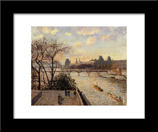 The Louvre And The Seine From The Pont Neuf 20x24 Black Modern Wood Framed Art Print Poster by Pissarro, Camille