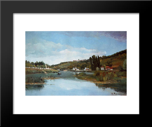 The Marne At Chennevieres 20x24 Black Modern Wood Framed Art Print Poster by Pissarro, Camille