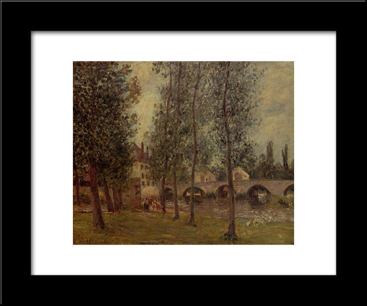 The Moret Bridge 20x24 Black Modern Wood Framed Art Print Poster by Pissarro, Camille