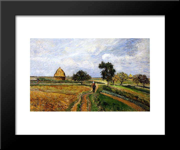 The Old Ennery Road In Pontoise 20x24 Black Modern Wood Framed Art Print Poster by Pissarro, Camille
