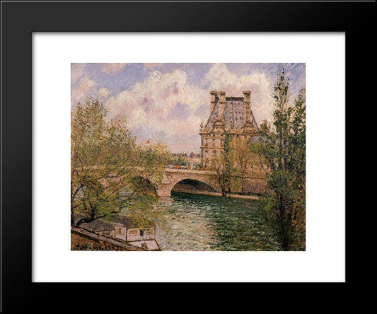 The Pavillion De Flore And The Pont Royal 20x24 Black Modern Wood Framed Art Print Poster by Pissarro, Camille