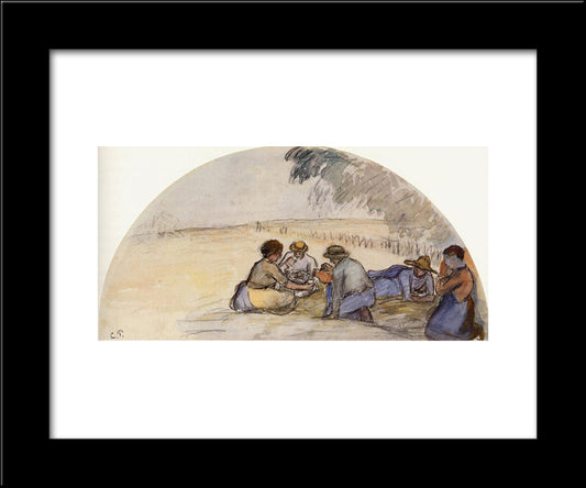 The Picnic 20x24 Black Modern Wood Framed Art Print Poster by Pissarro, Camille