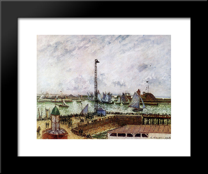 The Pilot'S Jetty, Le Havre 20x24 Black Modern Wood Framed Art Print Poster by Pissarro, Camille