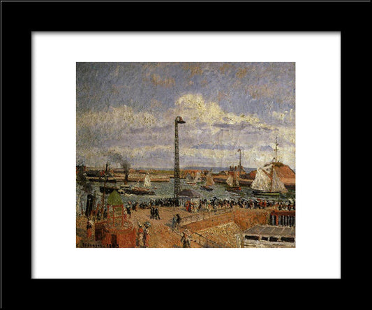 The Pilot'S Jetty, Le Havre High Tide, Afternoon Sun 20x24 Black Modern Wood Framed Art Print Poster by Pissarro, Camille