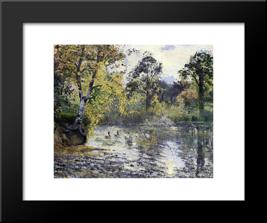 The Pond At Montfoucault 20x24 Black Modern Wood Framed Art Print Poster by Pissarro, Camille