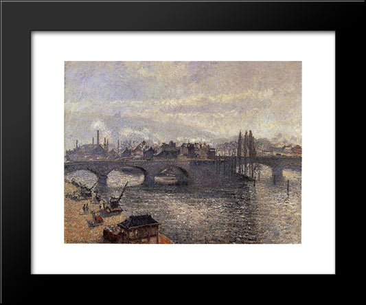 The Pont Corneille, Rouen, Morning Effect 20x24 Black Modern Wood Framed Art Print Poster by Pissarro, Camille