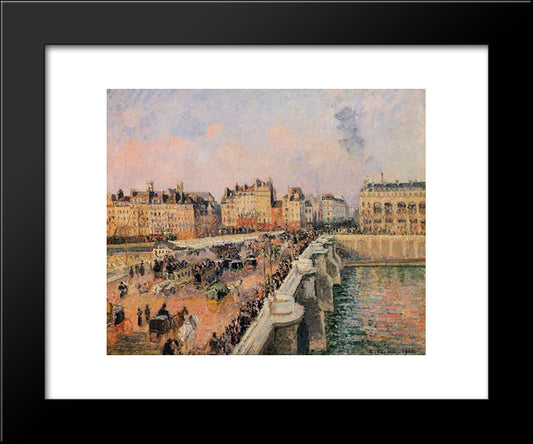 The Pont Neuf, Afternoon 20x24 Black Modern Wood Framed Art Print Poster by Pissarro, Camille