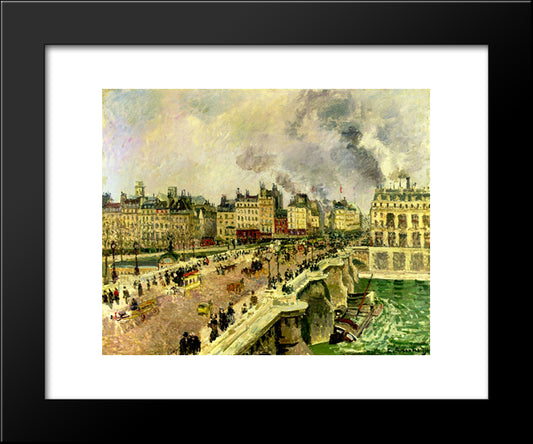 The Pont Neuf, Shipwreck Of The Bonne Mere 20x24 Black Modern Wood Framed Art Print Poster by Pissarro, Camille