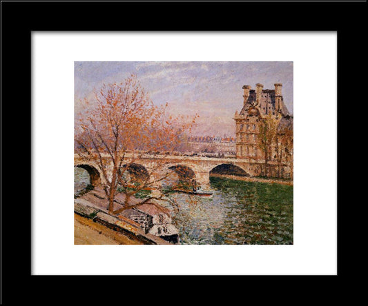 The Pont Royal And The Pavillion De Flore 20x24 Black Modern Wood Framed Art Print Poster by Pissarro, Camille
