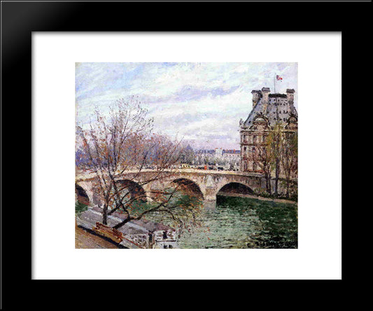 The Pont Royal And The Pavillon De Flore 20x24 Black Modern Wood Framed Art Print Poster by Pissarro, Camille