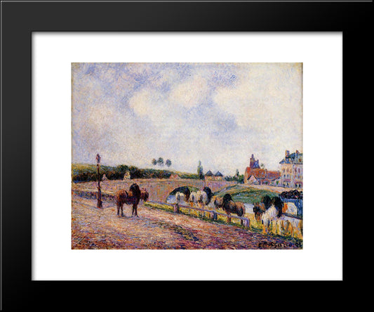 The Pontoise Bridge 20x24 Black Modern Wood Framed Art Print Poster by Pissarro, Camille