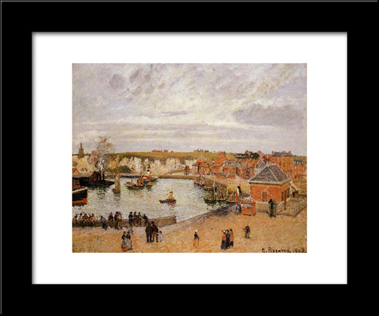The Port Of Dieppe 20x24 Black Modern Wood Framed Art Print Poster by Pissarro, Camille