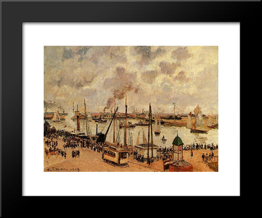 The Port Of Le Havre 20x24 Black Modern Wood Framed Art Print Poster by Pissarro, Camille