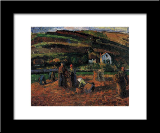 The Potato Harvest 20x24 Black Modern Wood Framed Art Print Poster by Pissarro, Camille