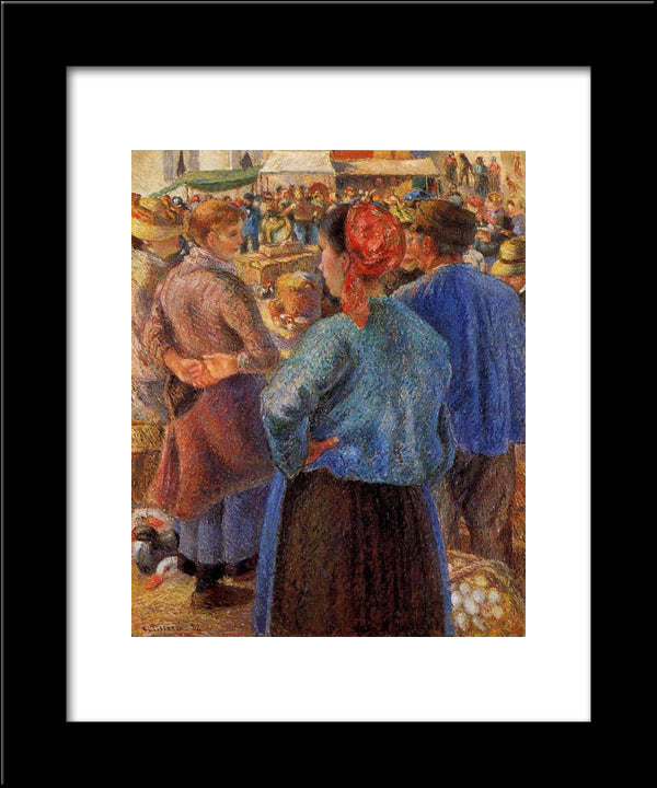 The Poultry Market At Pontoise 20x24 Black Modern Wood Framed Art Print Poster by Pissarro, Camille