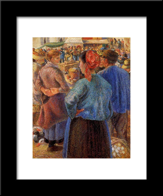 The Poultry Market At Pontoise 20x24 Black Modern Wood Framed Art Print Poster by Pissarro, Camille