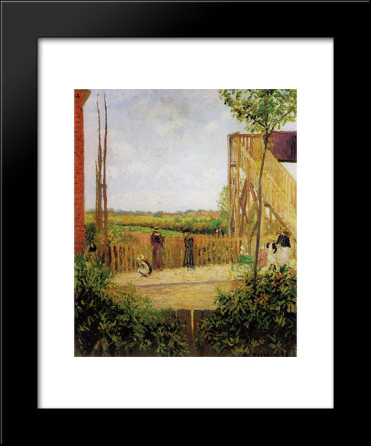 The Railroad Bridge At Bedford Park 1 20x24 Black Modern Wood Framed Art Print Poster by Pissarro, Camille