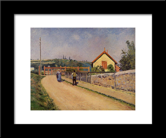 The Railroad Crossing At Les Patis 20x24 Black Modern Wood Framed Art Print Poster by Pissarro, Camille