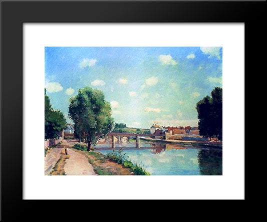 The Railway Bridge, Pontoise 20x24 Black Modern Wood Framed Art Print Poster by Pissarro, Camille