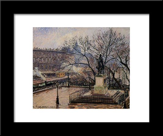 The Raised Tarrace Of The Pont Neuf And Statue Of Henri Iv 20x24 Black Modern Wood Framed Art Print Poster by Pissarro, Camille
