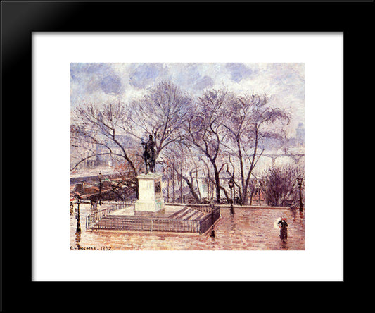 The Raised Terrace Of The Pont Neuf, Place Henri Iv, Afternoon, Rain 20x24 Black Modern Wood Framed Art Print Poster by Pissarro, Camille