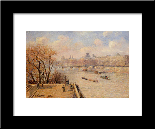 The Raised Terrace Of The Pont Neuf 20x24 Black Modern Wood Framed Art Print Poster by Pissarro, Camille
