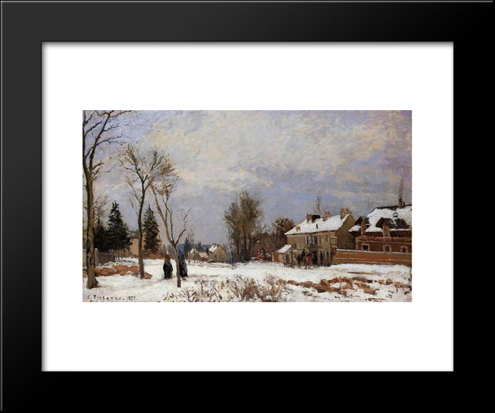 The Road From Versailles To Saint Germain, Louveciennes. Snow Effect 20x24 Black Modern Wood Framed Art Print Poster by Pissarro, Camille