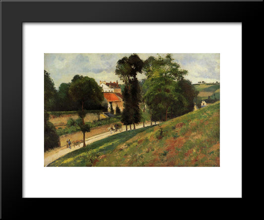 The Saint Antoine Road At L'Hermitage, Pontoise 20x24 Black Modern Wood Framed Art Print Poster by Pissarro, Camille