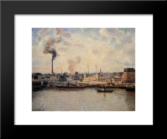 The Saint Sever Quay, Rouen 20x24 Black Modern Wood Framed Art Print Poster by Pissarro, Camille