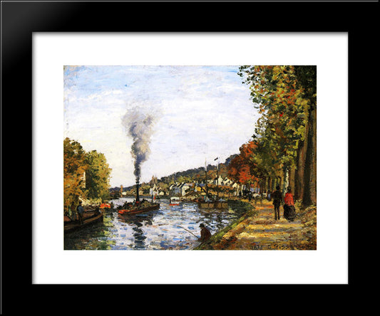 The Seine At Marly 20x24 Black Modern Wood Framed Art Print Poster by Pissarro, Camille