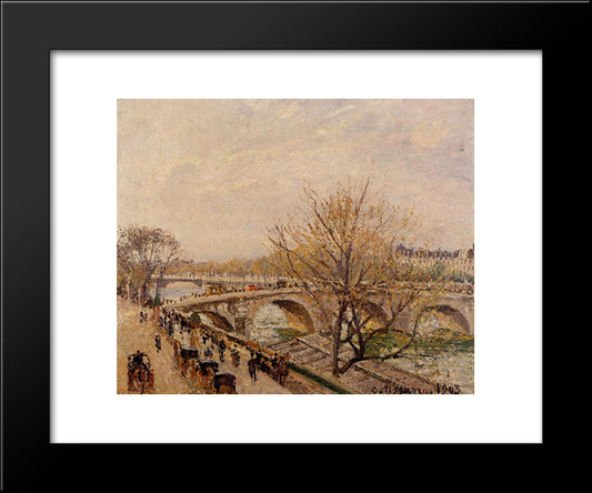 The Seine At Paris, Pont Royal 20x24 Black Modern Wood Framed Art Print Poster by Pissarro, Camille
