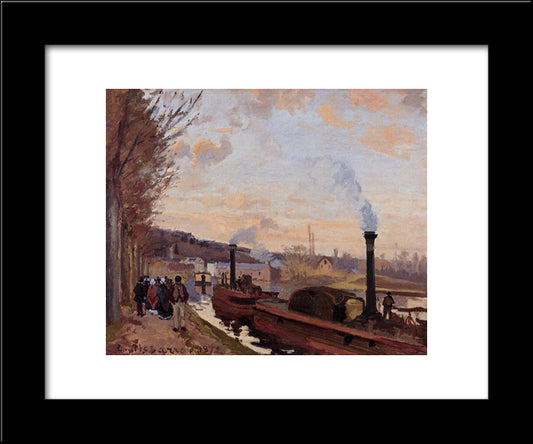 The Seine At Port Marly 20x24 Black Modern Wood Framed Art Print Poster by Pissarro, Camille