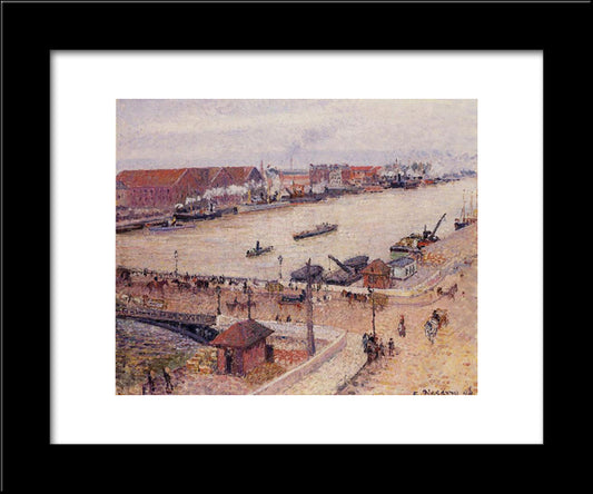 The Seine In Flood, Rouen 20x24 Black Modern Wood Framed Art Print Poster by Pissarro, Camille