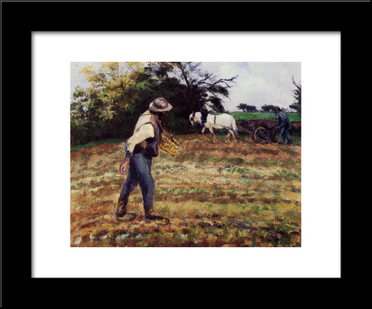 The Sower, Montfoucault 20x24 Black Modern Wood Framed Art Print Poster by Pissarro, Camille