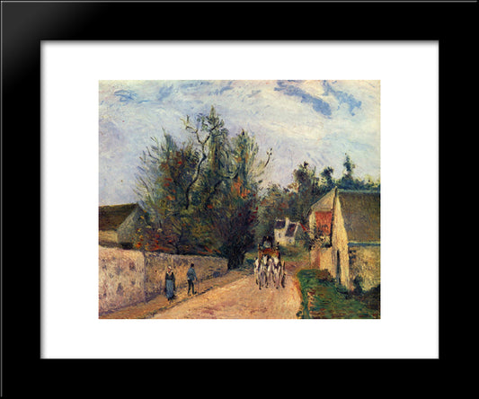 The Stage On The Road From Ennery To L'Hermigate, Pontoise 20x24 Black Modern Wood Framed Art Print Poster by Pissarro, Camille
