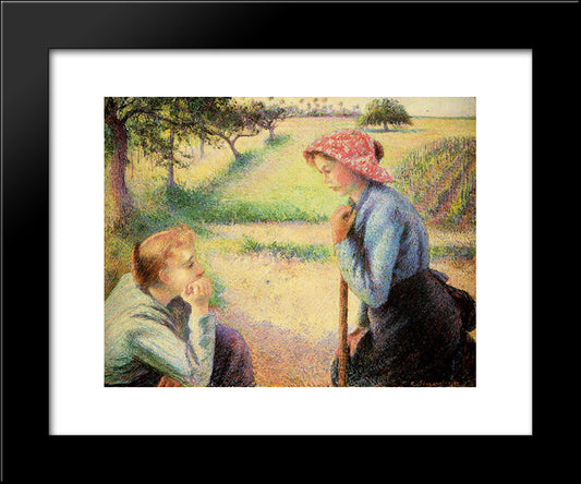 The Talk 20x24 Black Modern Wood Framed Art Print Poster by Pissarro, Camille