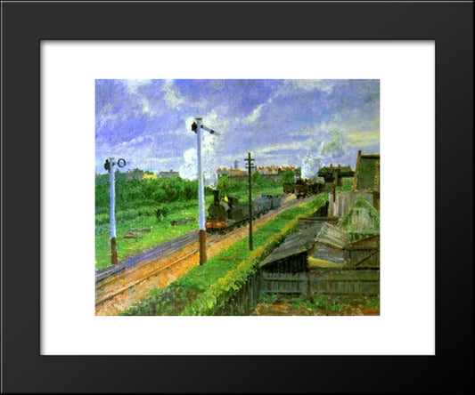 The Train, Bedford Park 20x24 Black Modern Wood Framed Art Print Poster by Pissarro, Camille