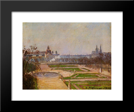 The Tuileries And The Louvre 20x24 Black Modern Wood Framed Art Print Poster by Pissarro, Camille