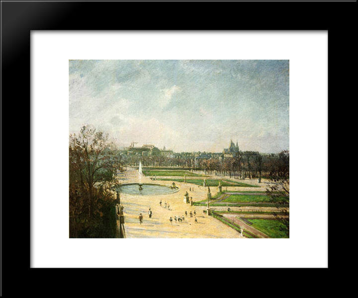 The Tuileries Gardens, Afternoon, Sun 20x24 Black Modern Wood Framed Art Print Poster by Pissarro, Camille