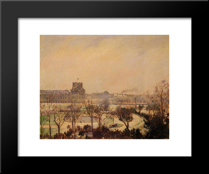 The Tuileries Gardens Snow Effect 20x24 Black Modern Wood Framed Art Print Poster by Pissarro, Camille