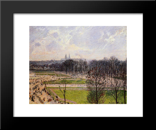 The Tuileries Gardens Winter Afternoon 20x24 Black Modern Wood Framed Art Print Poster by Pissarro, Camille