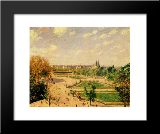 The Tuilleries Gardens Morning, Spring, Sun 20x24 Black Modern Wood Framed Art Print Poster by Pissarro, Camille