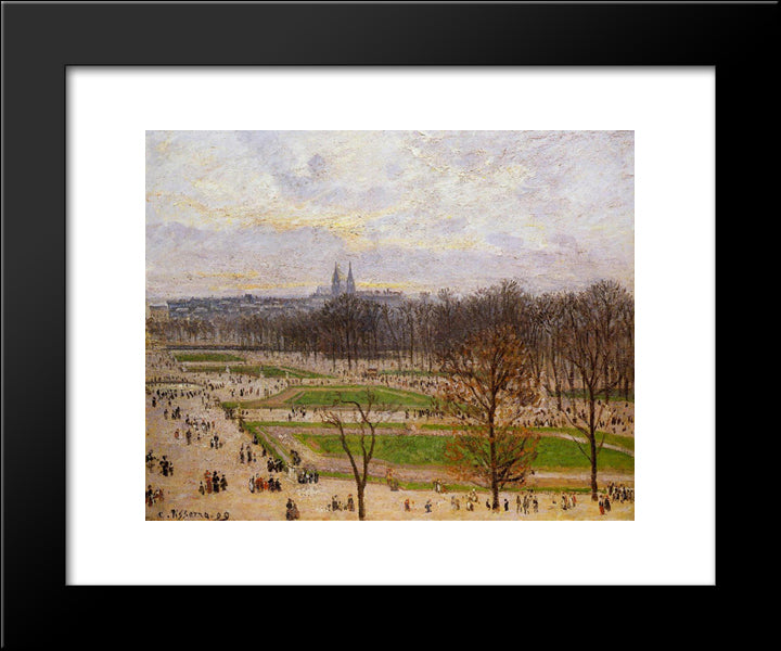 The Tuilleries Gardens Winter Afternoon 20x24 Black Modern Wood Framed Art Print Poster by Pissarro, Camille