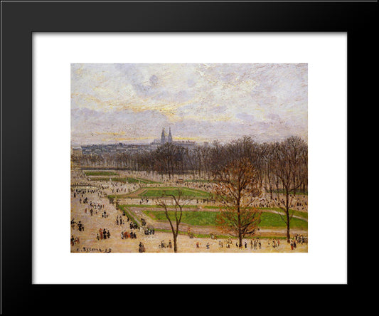 The Tuilleries Gardens Winter Afternoon 20x24 Black Modern Wood Framed Art Print Poster by Pissarro, Camille