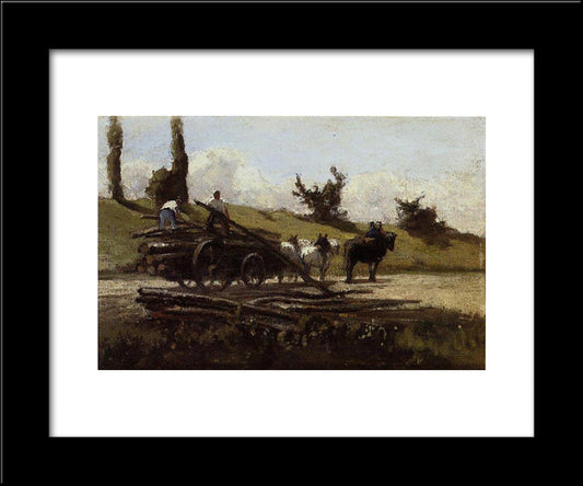 The Wood Cart 20x24 Black Modern Wood Framed Art Print Poster by Pissarro, Camille