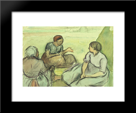 Three Peasant Women 20x24 Black Modern Wood Framed Art Print Poster by Pissarro, Camille