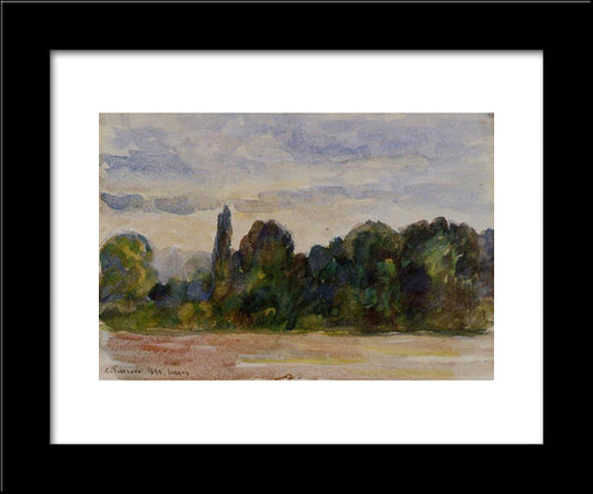 Trees, Eragny 20x24 Black Modern Wood Framed Art Print Poster by Pissarro, Camille