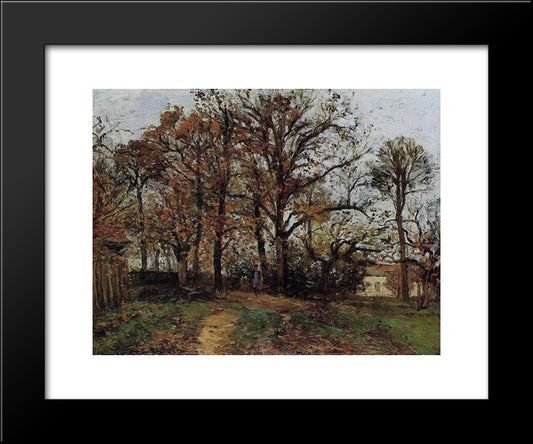 Trees On A Hill, Autumn, Landscape In Louveciennes 20x24 Black Modern Wood Framed Art Print Poster by Pissarro, Camille