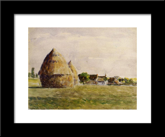 Twilight, Eragny 20x24 Black Modern Wood Framed Art Print Poster by Pissarro, Camille